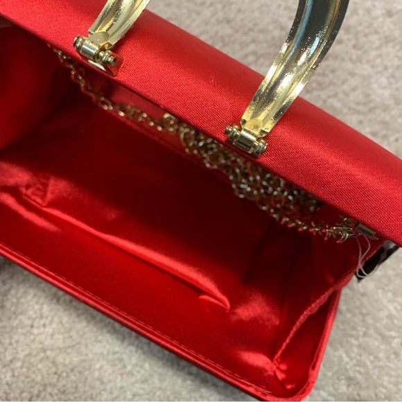 INC International Concepts Red Clutch with Silver Accent - Picture 7 of 14